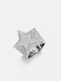 Fully Iced Moissanite Star Pinky Ring – 925 Sterling Silver